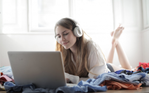 woman using a laptop